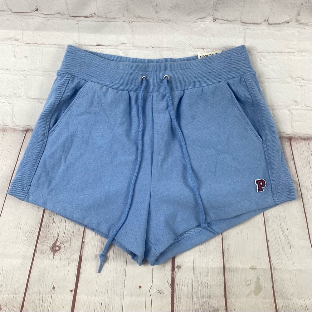 VS Pink Logo Classic Hogh Waist Shorts Blue